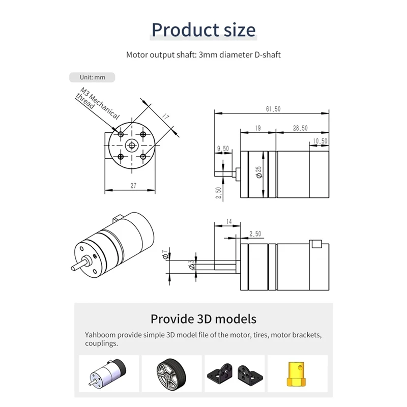 DIY DC Motor with Encoder Speed Measurement Geared High Torque 310 Motor for Self Balancing Car Robotics D-ELEC