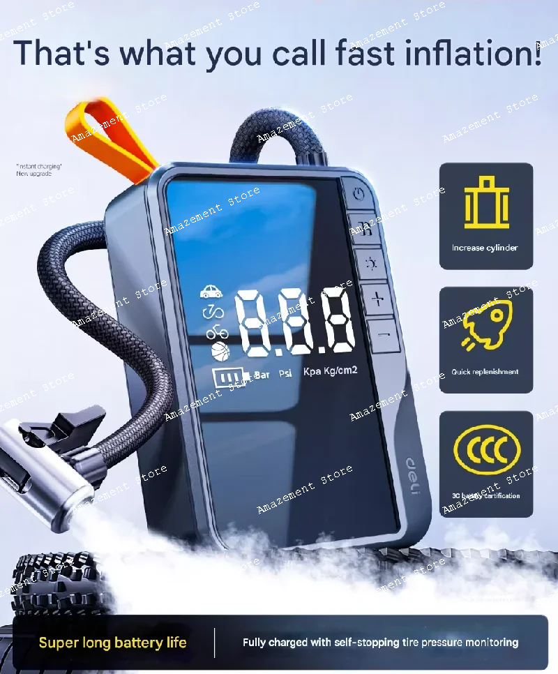 

car mounted inflation pump, car electric inflation pump, tire with tire pressure measurement, dedicated inflation cylinder