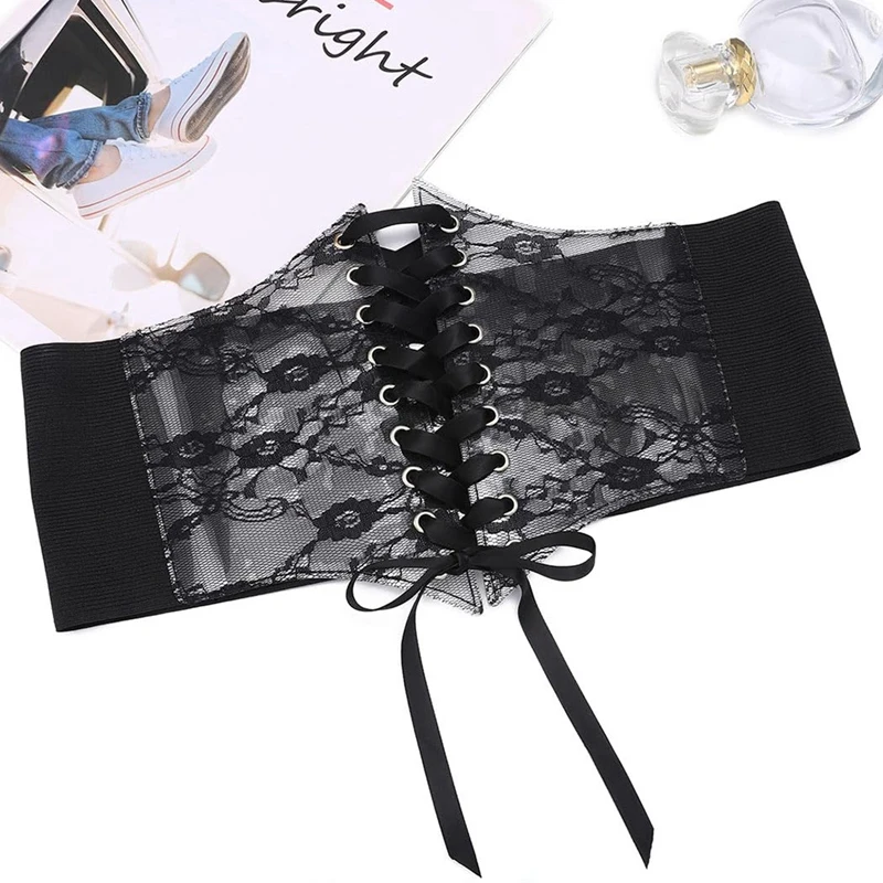 Modeladores de corpo feminino rendas até cinto espartilho cinto topos underbust sem alças bustier malha pura cincher cinto largo