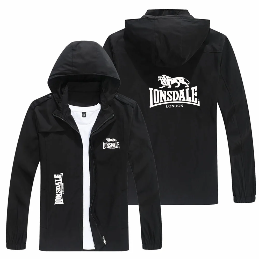 

New retro style LONSDALE motorcycle hooded jacket racing jacket windbreaker outdoor sports bicycle jacket men's top