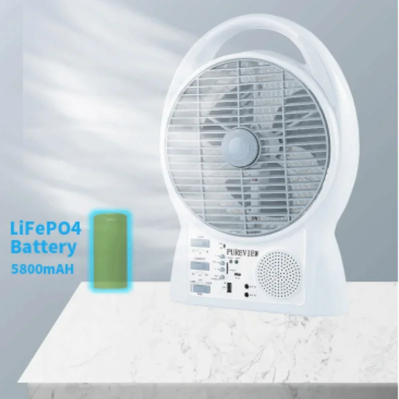 Ventilador Solar multifuncional de 8 pulgadas, dispositivo portátil de 2 engranajes, recargable por USB, para el hogar, exteriores, Camping, oficina, pequeño, de escritorio, CA/CC disponible