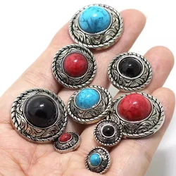 5PCS Antique Round Turquoise Conchos with Screw Back for Bag Ncecklace Hat Shoe Clothes Leather Decoration DIY Craft Accessories