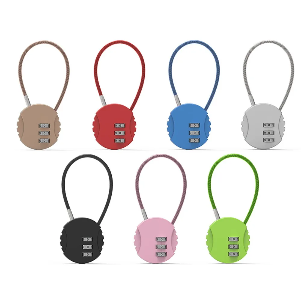 Mini Zinc Alloy Wire Rope Password Lock Round Cookie Shape Anti-Theft Locks Anti-theft 3 Dial Digit Password Padlock