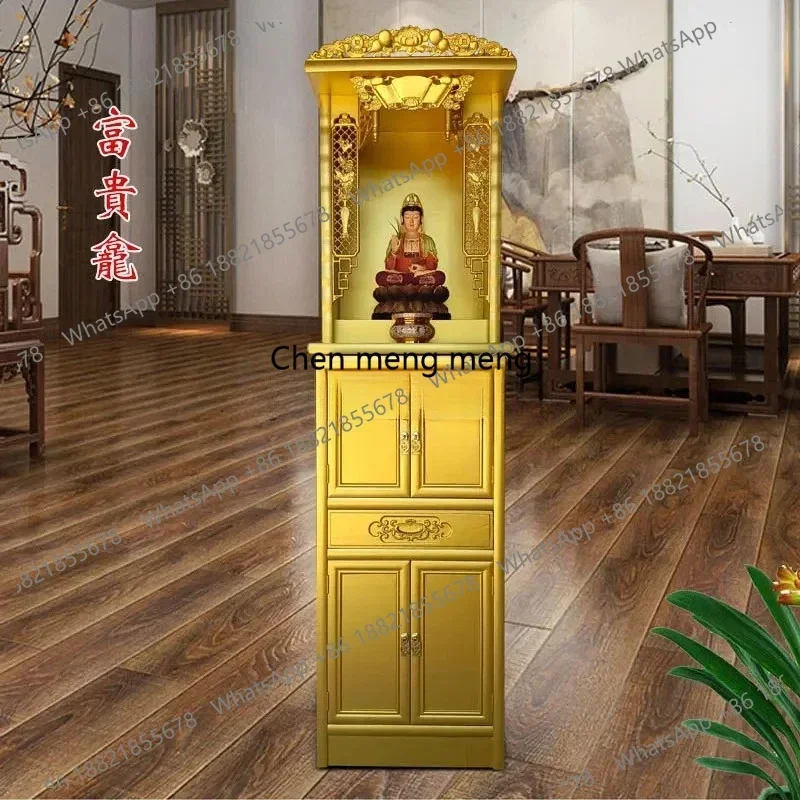 Chinese vertical cabinet solid wood Buddhist cabinet serving table Shentai God of Wealth household Shentai
