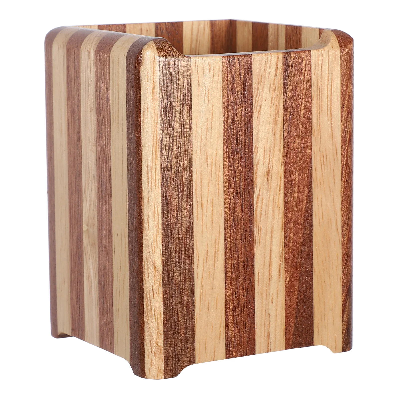 

Desk Organizer Vintage Wood Pen Pencil Holder Stand Multifunctional Makeup Brush Storage Rustic Desktop for Office Dorm