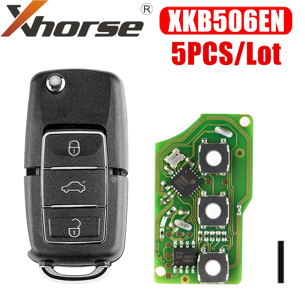 Xhorse XKB506EN Wire Remote Key B5 Flip 3 Buttons Extreme Black English Version 5pcs/Lot