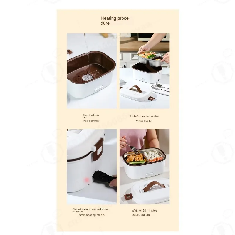 Home And Car Electric Lunch Heating Box Rice Cooker 110V 220V 12V Multi Cooker With Stainless Steel Inner 1L