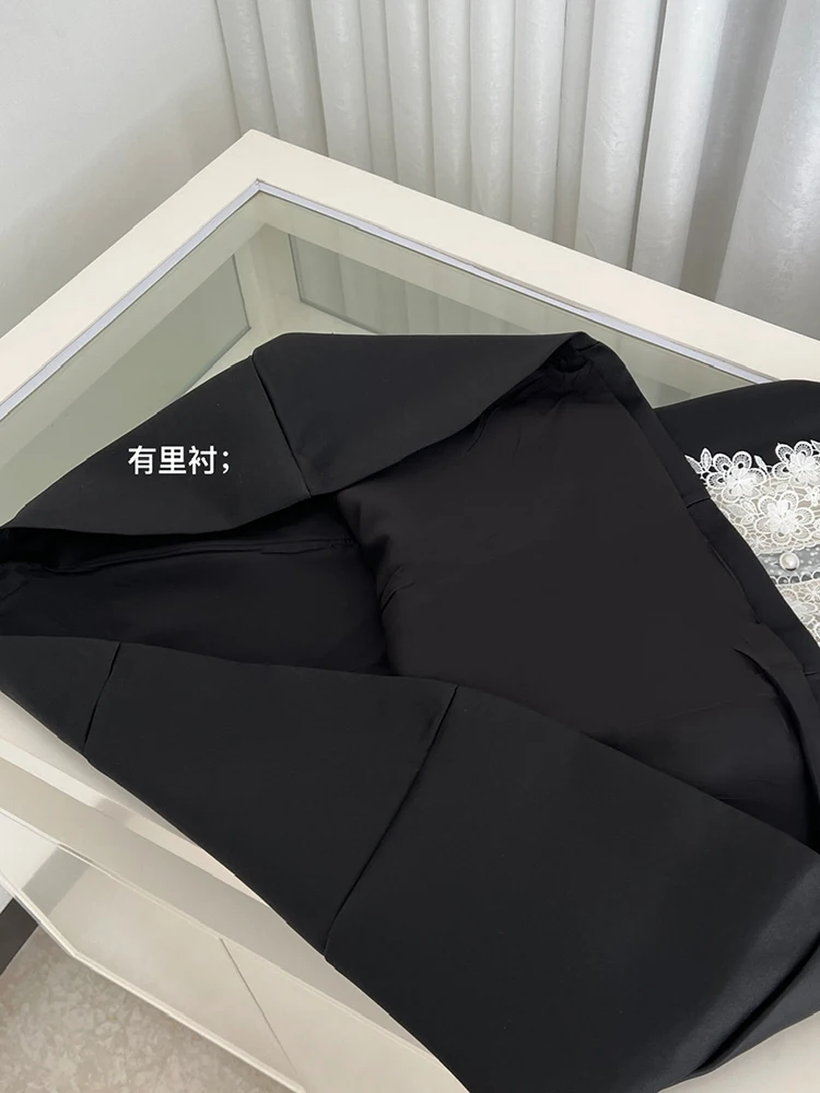 Vintage Sleeveless Luxury Party Dress Lace Black Mini Dress High Waist Midi Dresses New In Tank Evening Dress Birthday Dress