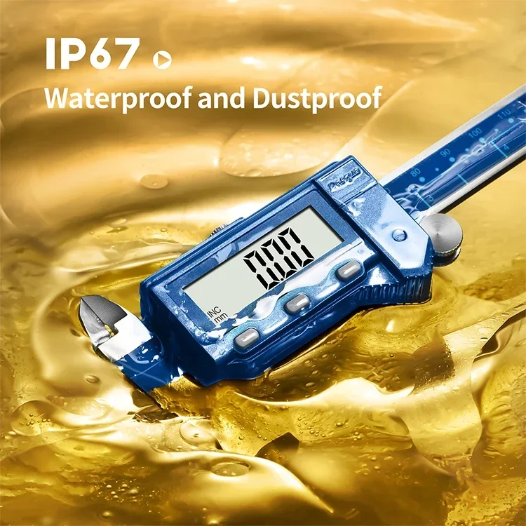 2025 Dasqua 0-150mm High Accuracy Stainless Steel IP67 Oil Proof Electronic Digital Caliper With Large LCD Screen Measuring Tool