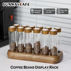 Coffee Beans Tea Display Rack Stand Creative Glass Test Tube Storage with Hopper 6/12 Tubes Glass Bottle Rack with Exhaust Valve