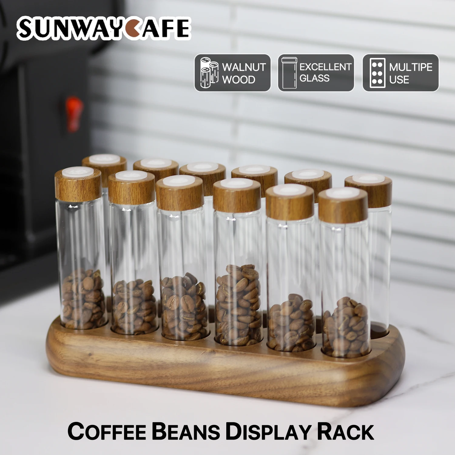 Coffee Beans Storage Container Display Rack Tea Tube Bottle Glass With Breathable Lid Espresso Accessory Tool Barista Coffeware