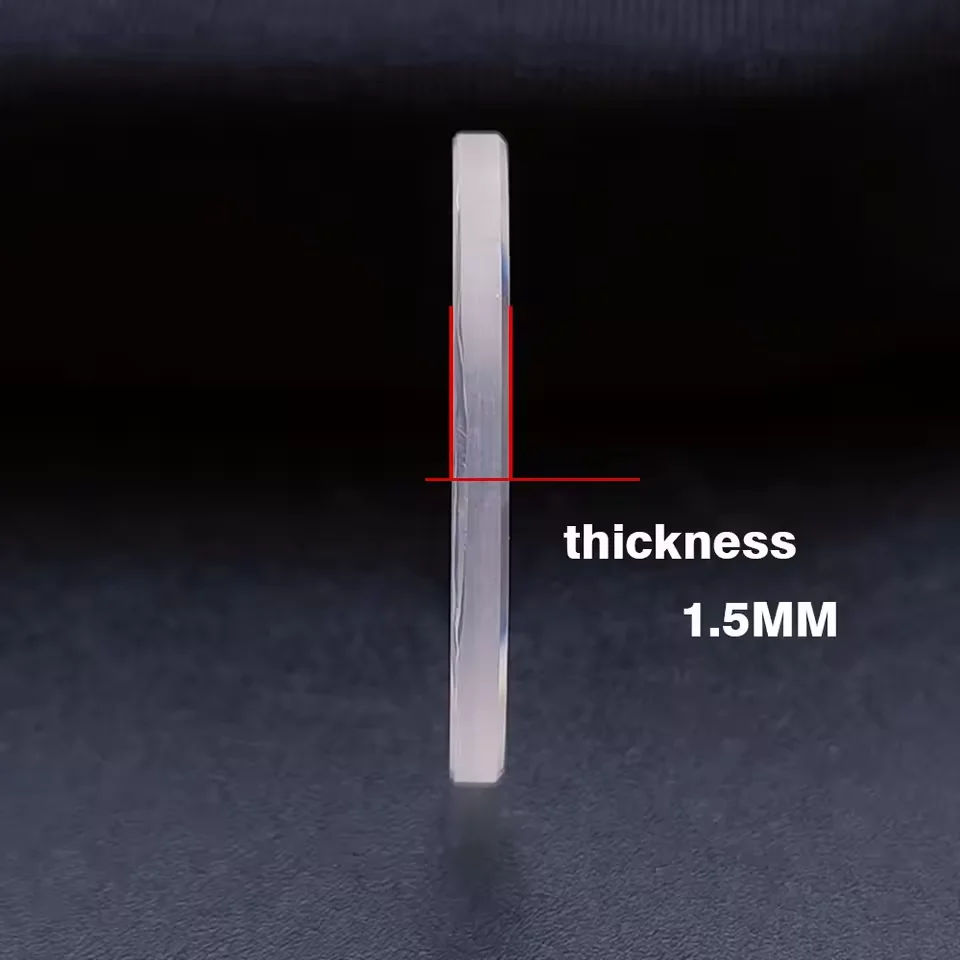 飛行機サファイアクリスタルガラス 1.5 ミリメートル厚さフラットラウンドクリスタルクリアフロントカバー 24 ミリメートル-40 ミリメートル直径部分時計修理用