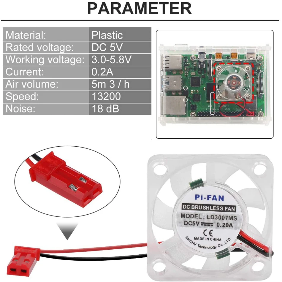 Raspberry Pi DC Brushless CPU LED Cooling Fan Raspberry Pi 4 Cooling Fan 30mm 3010 Fan Cooler For Raspberry Pi Model B 3B + 2B+