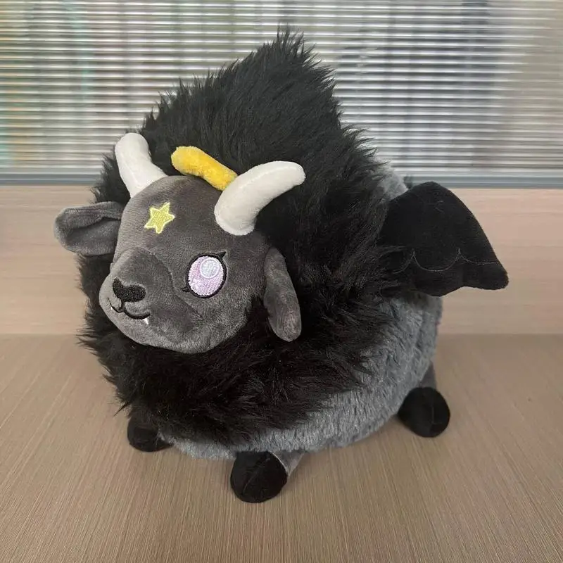 Baphomet Plush Cartoon Myth Sheep Soft Stuffed Animal Pillow Kawaii Cute Black Sheep With Decorative Wings For Bedroom