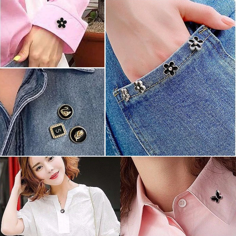 Pearl Rhinestone Button Brooch, 10pcs Set for Sewing