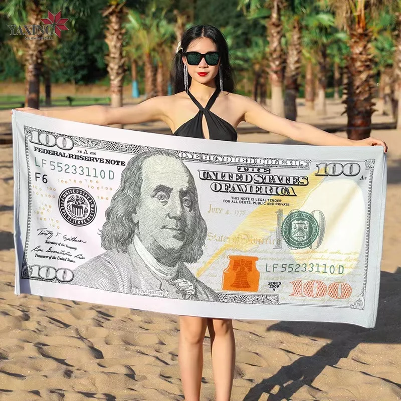 Microfiber Beach Towel with Euro Dollar Print Pattern Design,Quick Dry Absorbent,Travel,Sport Swim Pool Bath Towels,70x150cm