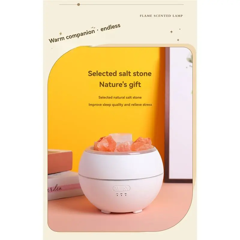 AEE4-Salt Stone LED Light Humidifier USB Aromatherapy Night Light Mist Air Humidifier For Bedroom Home Desktop Office