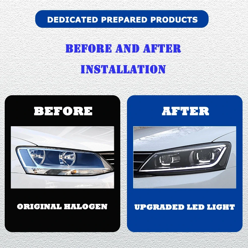 Styling LED HeadLights For VW JETTA Sagitar 12-18 New Style Led DRL Car Head Lamp Assembly Signal Accessories Modified Lamp
