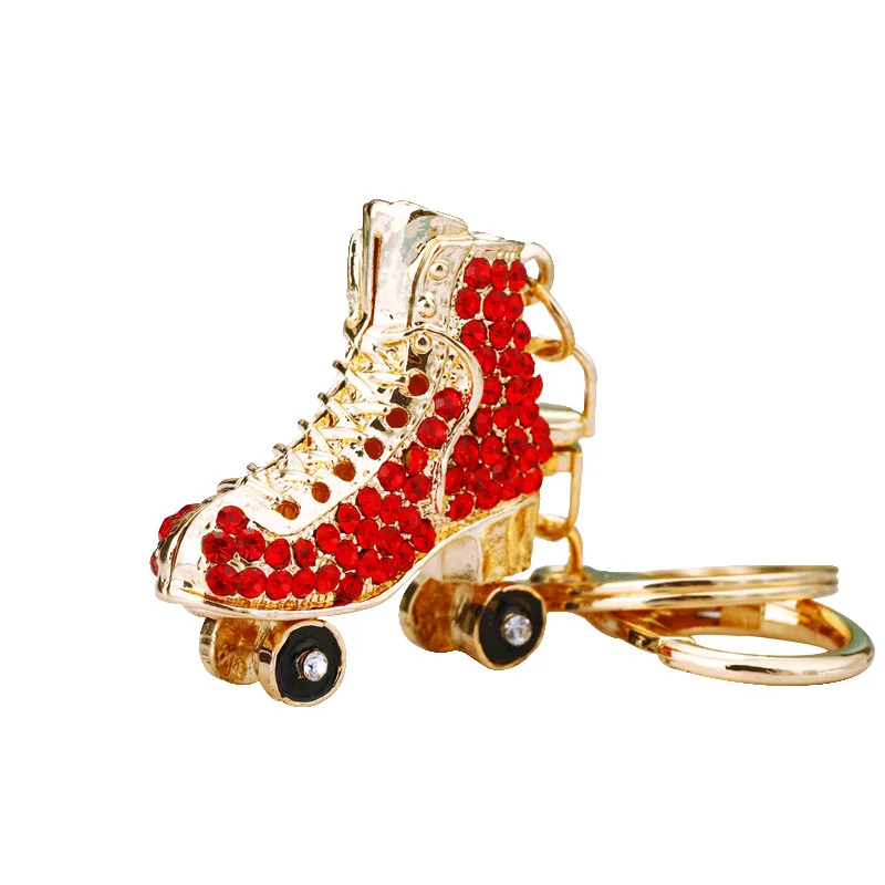 Fashion Keyrings KeyChains Crystal Rhinestone Roller Skates Shoes Key Chains Rings Holder Purse Bag Buckle Pendant