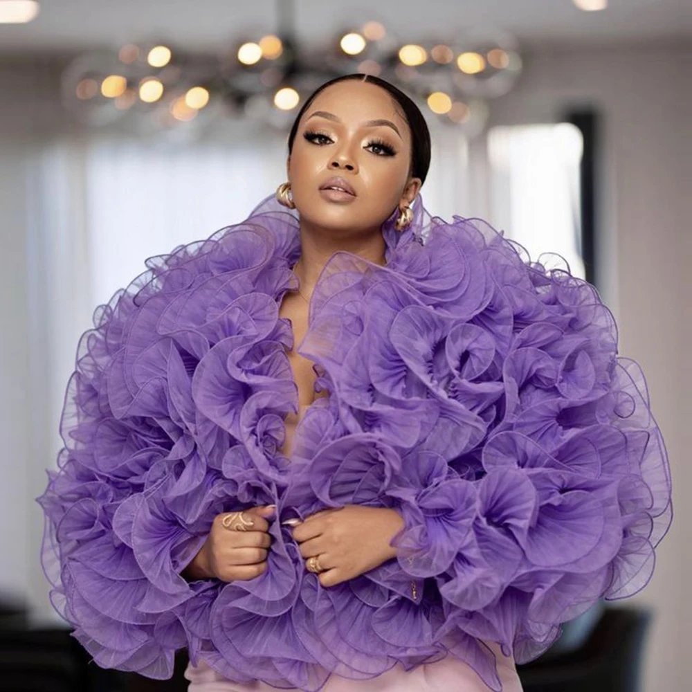 

Purple Ruffles Tulle Top Women Puffy Tulle Fashion Jacket Photo Shoot Women Formal Wear Custom Color And Size Top 2025
