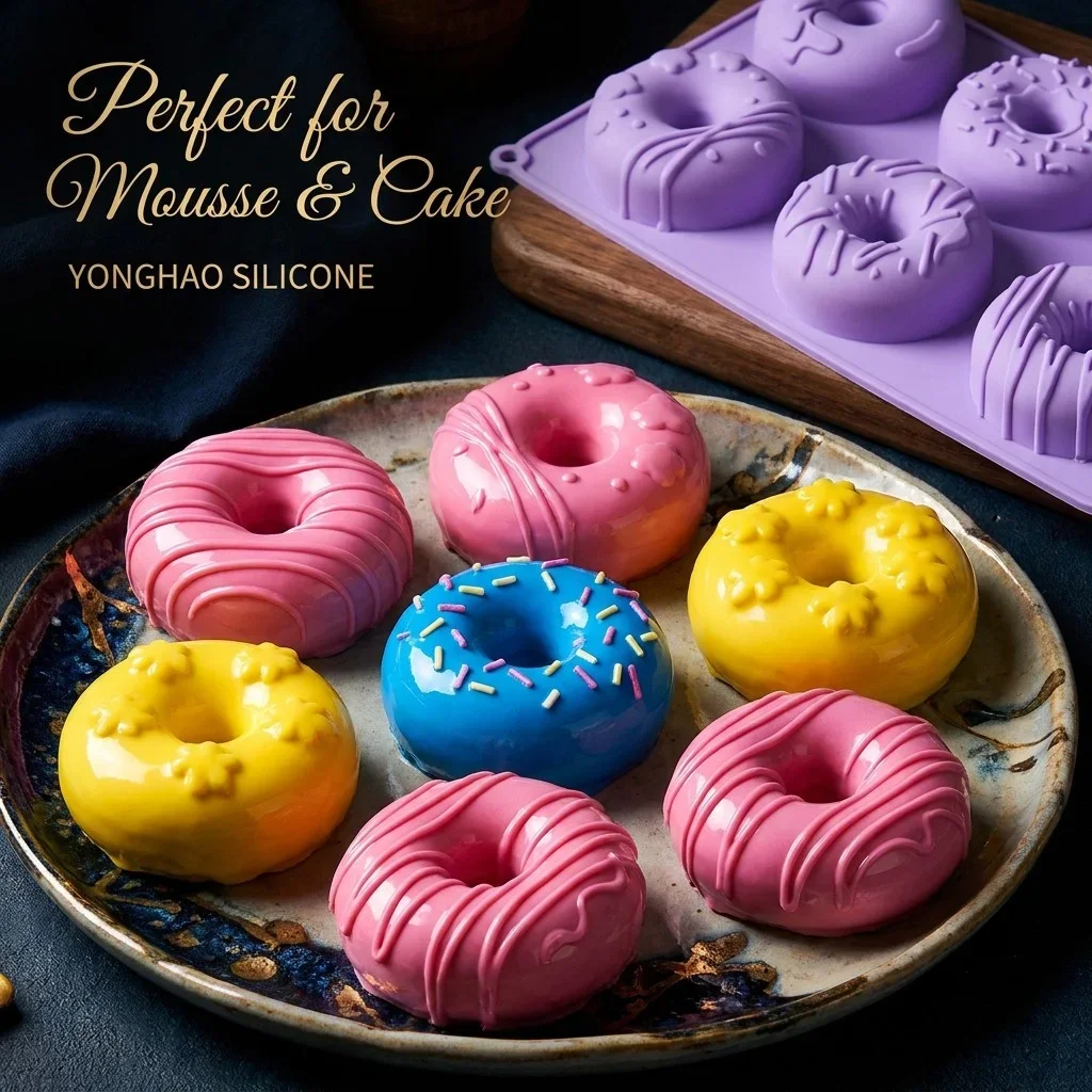 6 Hole Silicone Donut Cake Mold For Candy Chocolate Fondant Easy Release DIY Dessert Bakeware Party Decoration Kitchen Tools