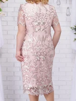 4xl 5xl Plus Size Summer Dresses for Wedding Guest Women's Short Sleeve Lace Floral Elegant Bodycon Formal Party Dresses - Image 2