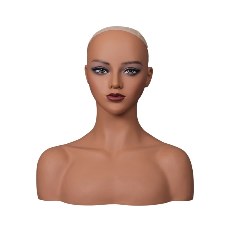 European and American wig head mold PVC model head black skin tone earrings jewelry bracket model head