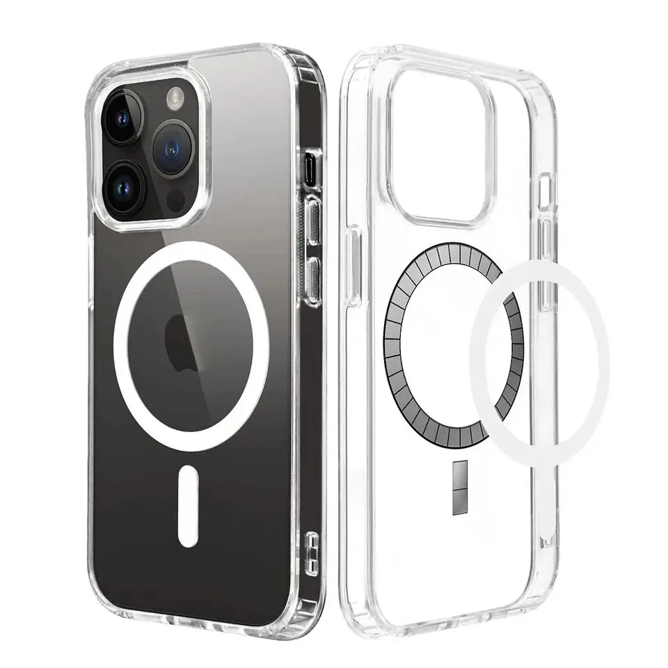 Clear Case For Magsafe For iPhone 15 14 13 12 11 Pro Xs Max XR Plus SE2 Mini 8 Magnetic Wireless Charging Hard Acrylic Cover