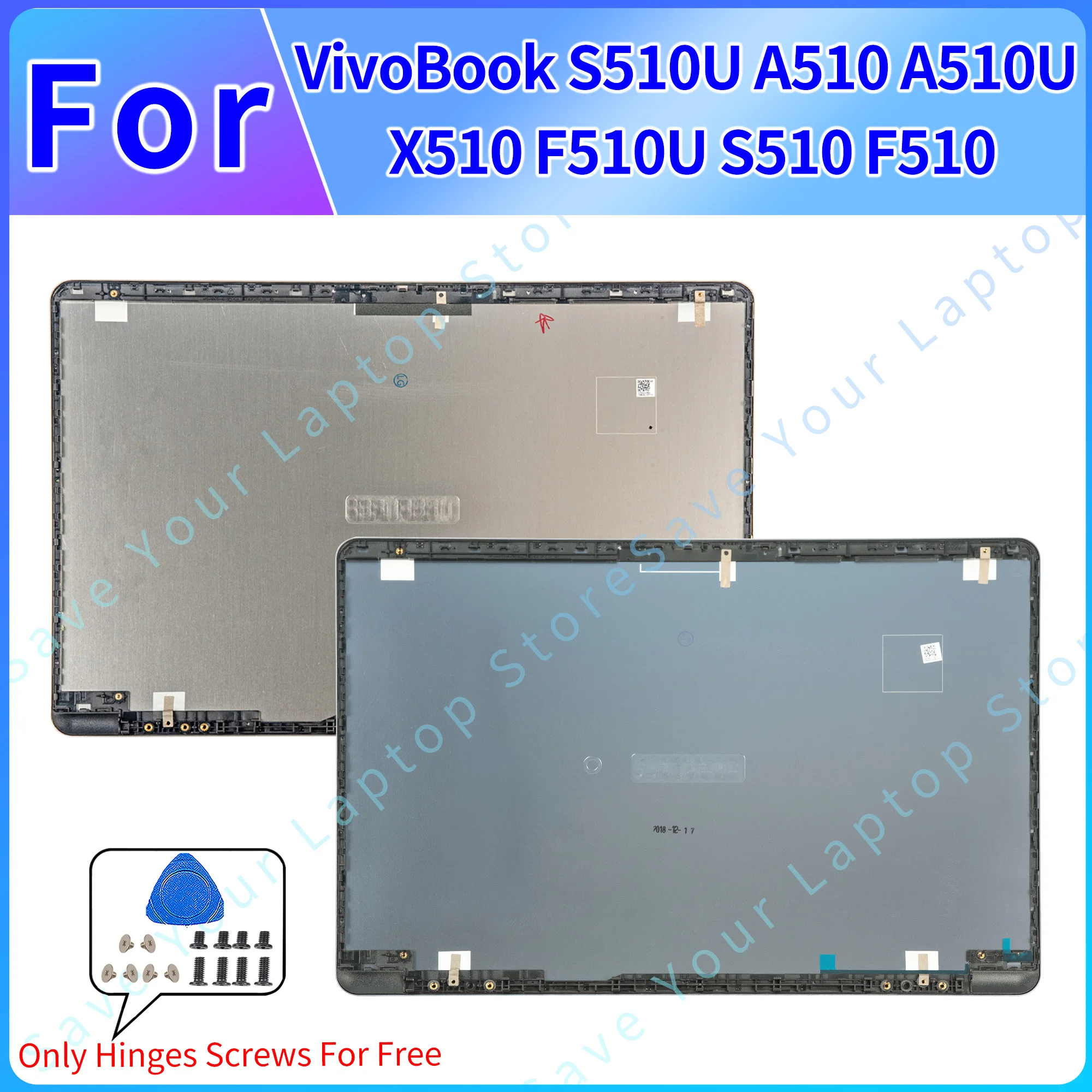 

NEW Metal Case For VivoBook S510U A510 A510U X510 F510U S510 F510 LCD Back Cover Laptop Housing Case Gray/Gold