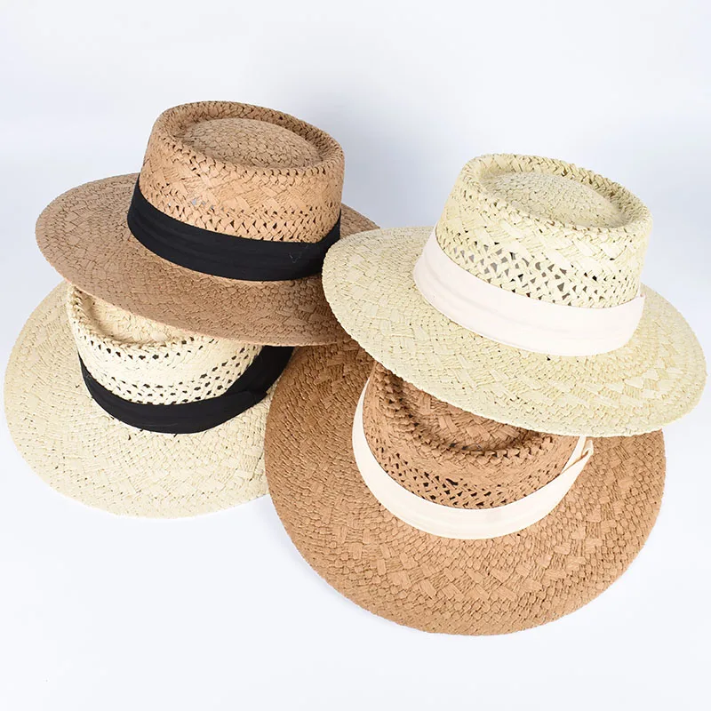 

Summer Sun Hat Women 2025 Outdoor Travel Casual Straw Beach Cap Wide Brim Dome Fedora Sombrero Panama Cap