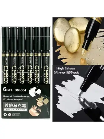 1/3/5/12pcs Chrome Mirror Marker Pen Set Waterproof Ink DIY Reflective Paint Pen Gold Silver Marker Model Painting Art Marker