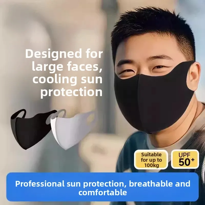 

Большая маска для защиты от солнца для мужчин, летняя, модная, дышащая, из ледяного шелка, с УФ-защитой, широкая и длинная.
