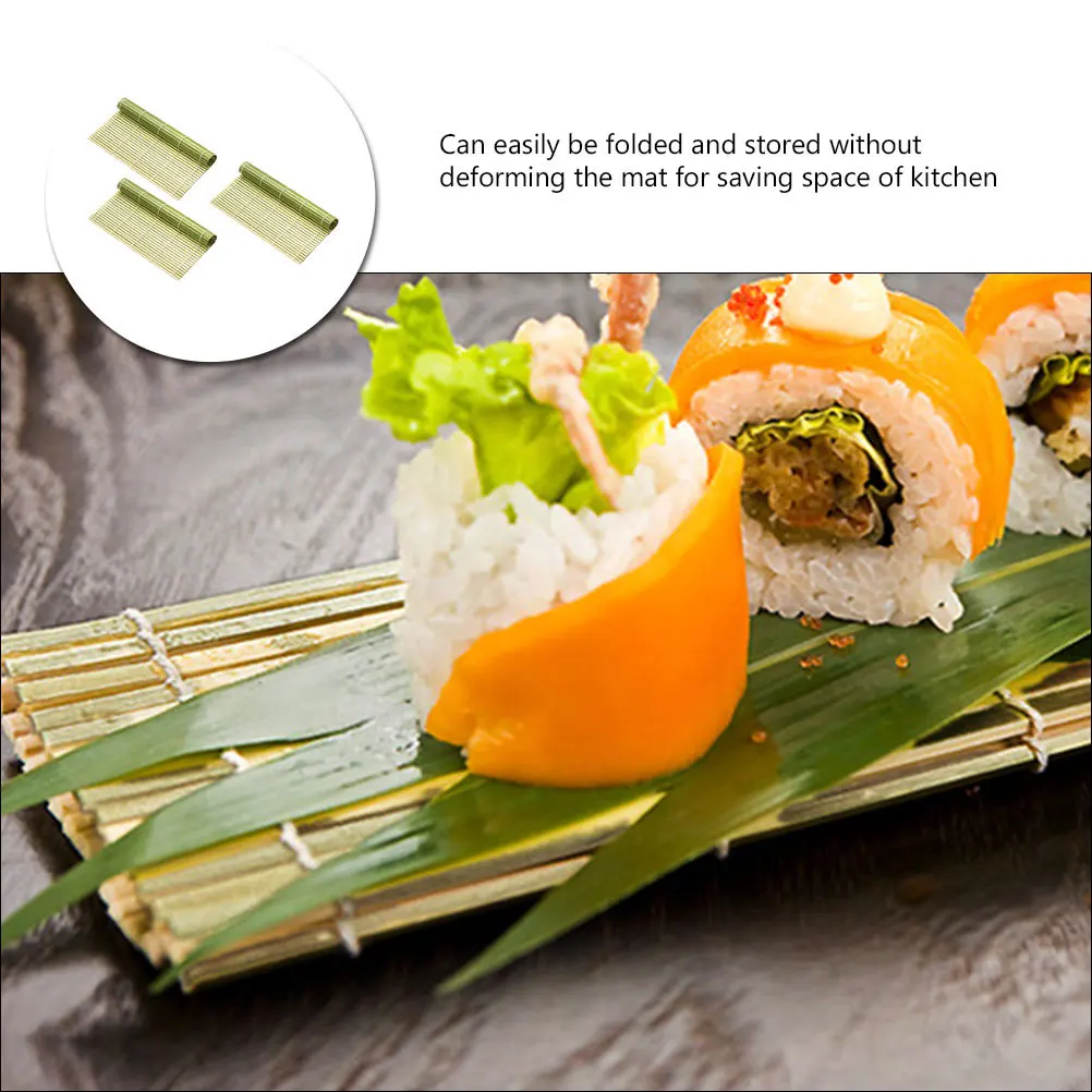 

3Pcs Bamboo Sushi Utensil Mats Smooth Surface Easy Clean Foldable Storage Homemade Sushi Tool Kit Family Fun Gift