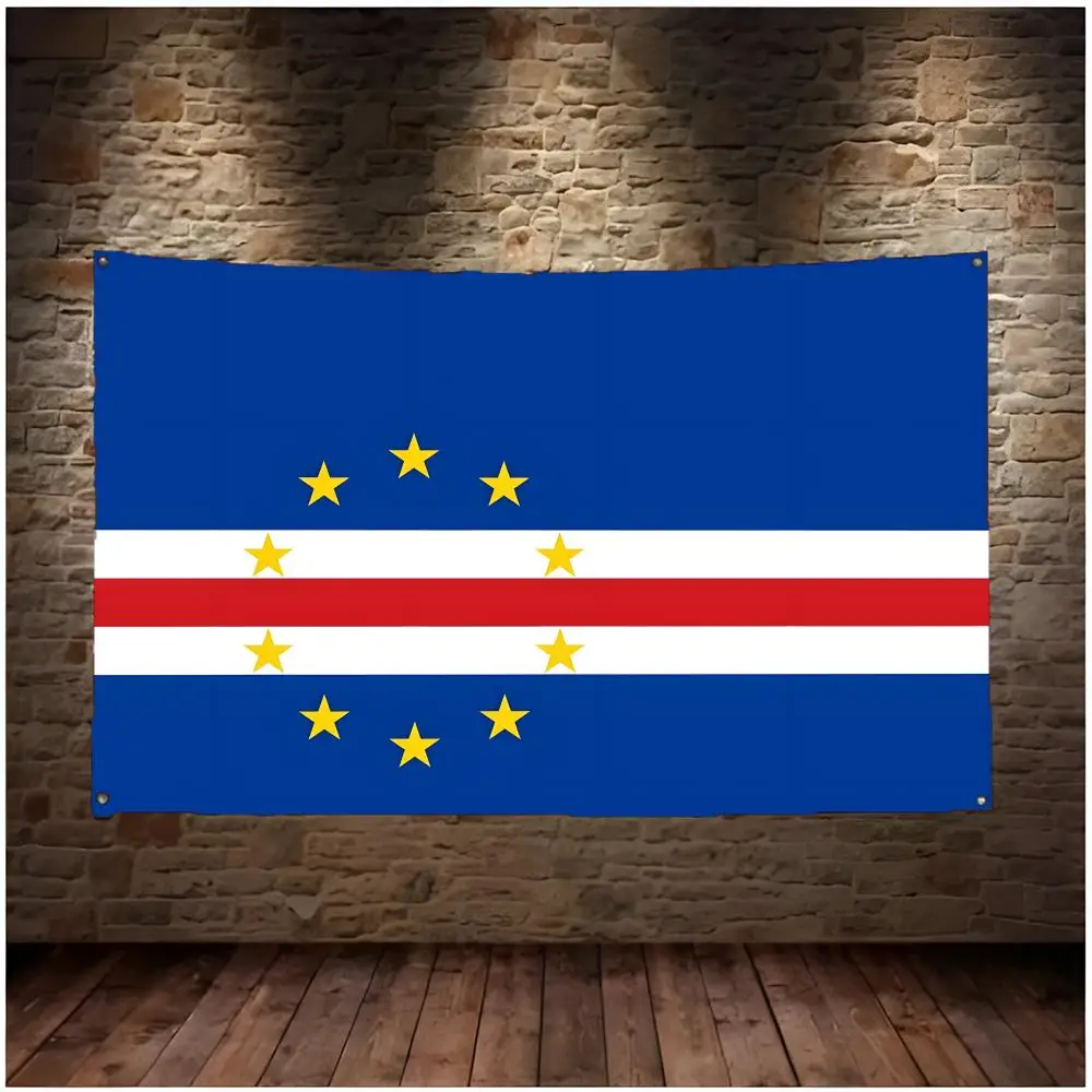 Cape Verde Atlantic Ocean Flags Daily four ring borderless design indoor outdoor decor easy hang install