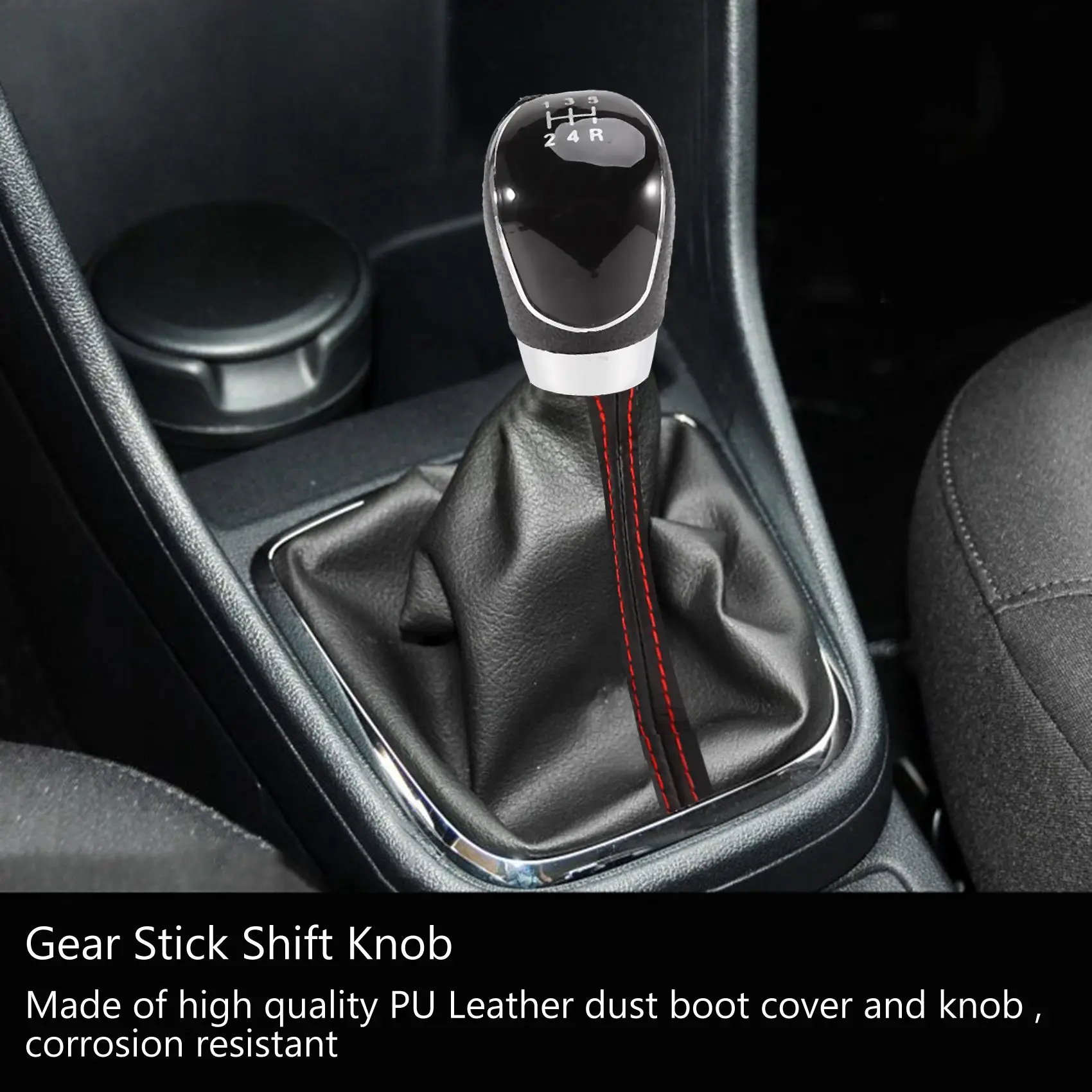 AB96-5 Speed Gear Stick Shift Knob & Dust Boot Cover For Ford Focus MK2 2005-2012