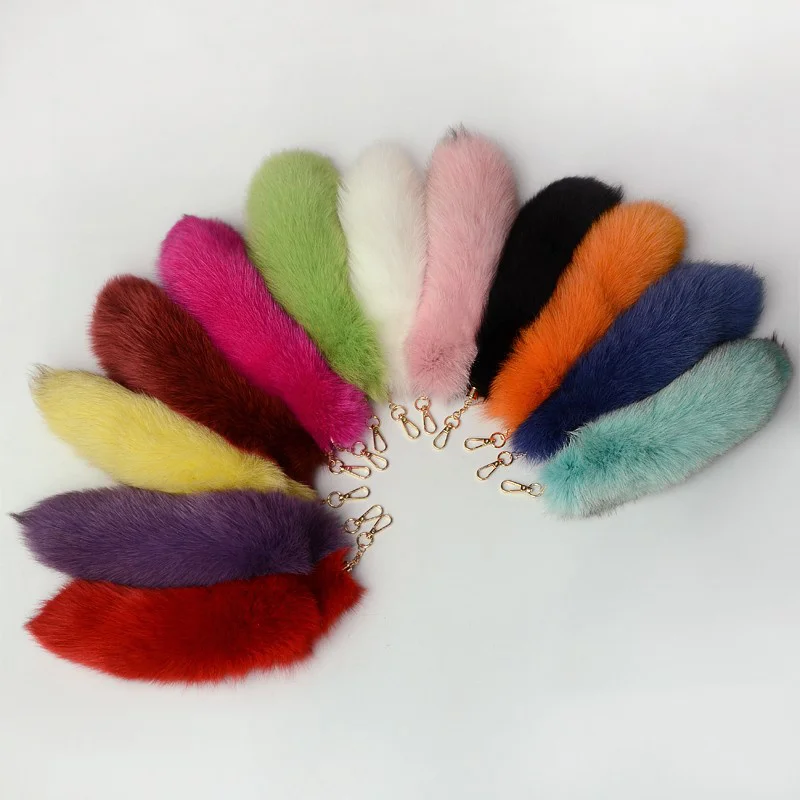 Natural Fox Fur Tail Keychain Furry Tail Keychain 2024 Chic y2k Beautiful Accessory Length 40 cm Car Keychains For Women