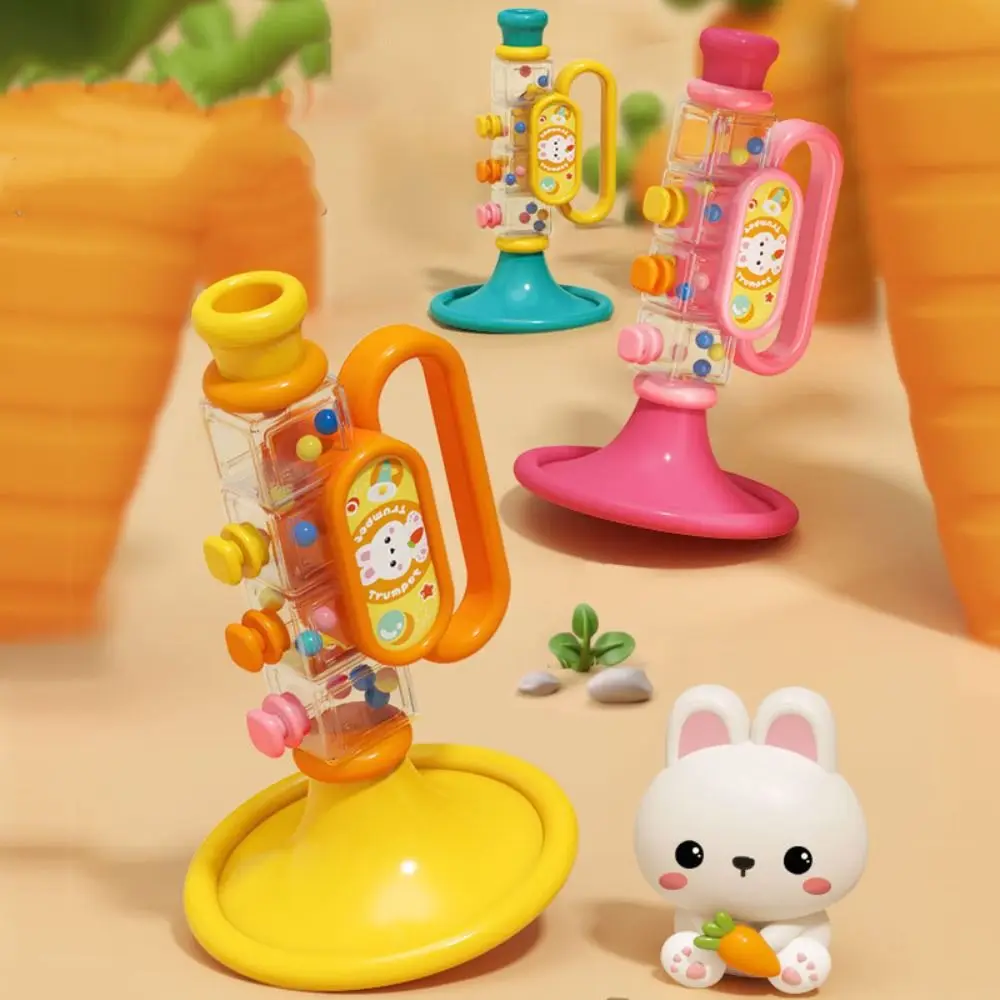 ทรัมเป็ตเป่าลมขนาดเล็กสำหรับเด็กเล็ก พร้อมเชือกแขวน รูปกระต่ายการ์ตูน ของเล่นเสริมพัฒนาการด้านการพูด เครื่องดนตรี ทรัมเป็ตของเล่น