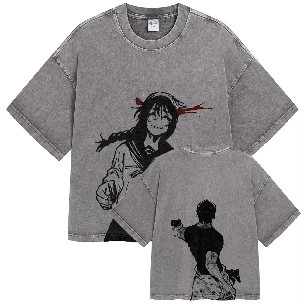 Jujutsu Kaisen T Shirt Men Women Tshirt Gojo Satoru Washed Cotton T-shirt Clothing Summer Short Sleeve Oversized Tees Streetwear