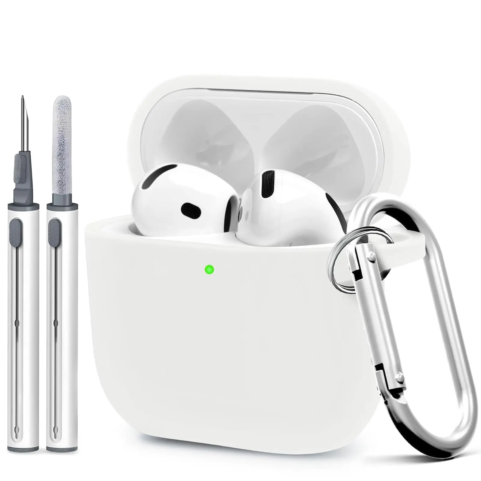 für AirPods 5/4: Weiche Silikonhülle mit Reinigungsset, umfassender Schutz für die Kopfhörer, inklusive Schlüsselanhänger, passend für AirPods 5/4/Pro3. – Detail 9