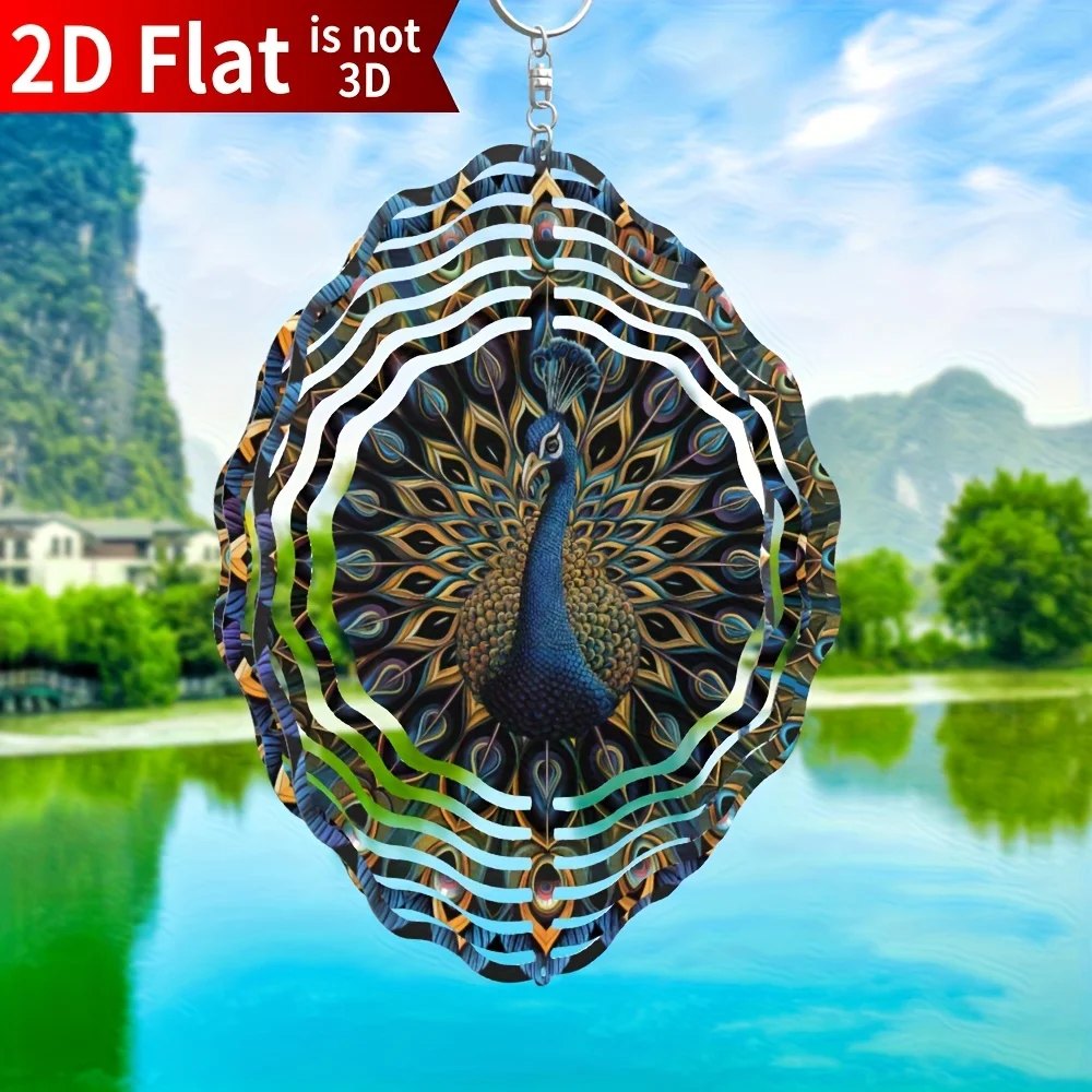 2D Flat Metal Peacock Wind Spinner, Designed for Both Outdoor And Indoor Decoration, Suitable for Thanksgiving And Christmas
