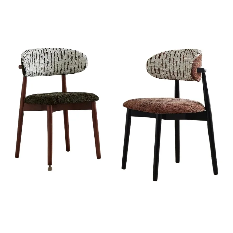 Living room retro solid wood dining chair family dining room chair with backrest simple design upholstered chair