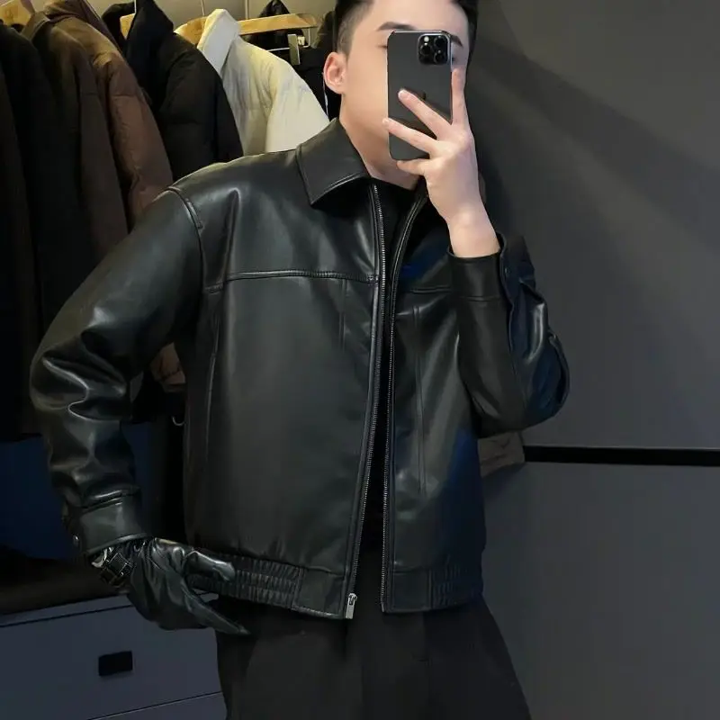 

Stylish PU Motorcycle Jacket for Men 2025 Lightweight Autumn Winter Coat Streetwear Layer​