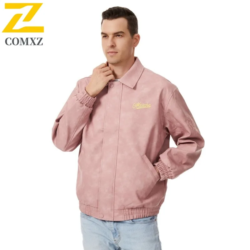 

Men's Vintage Biker Jacket Genuine Leather Stand Collar Water-Resistant Windproof Motorcycle Coat Urban Streetwear Loose Fit