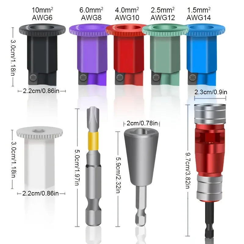 6/8/10/12/14 AWG Wire Stripper Tool Set Wire Twister Wire Stripper for Drill for Home Improvement Electricians