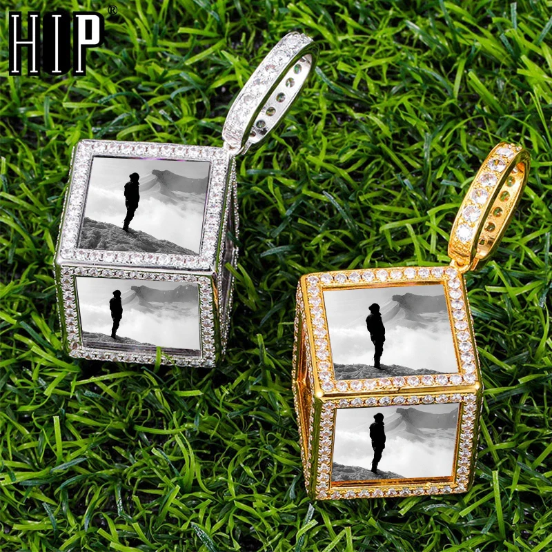 Hip Hop Custom 6 Photos Personality Design Cube Custom Made Pictures Medallions Necklaces & Pendants For Men Women Jewelry