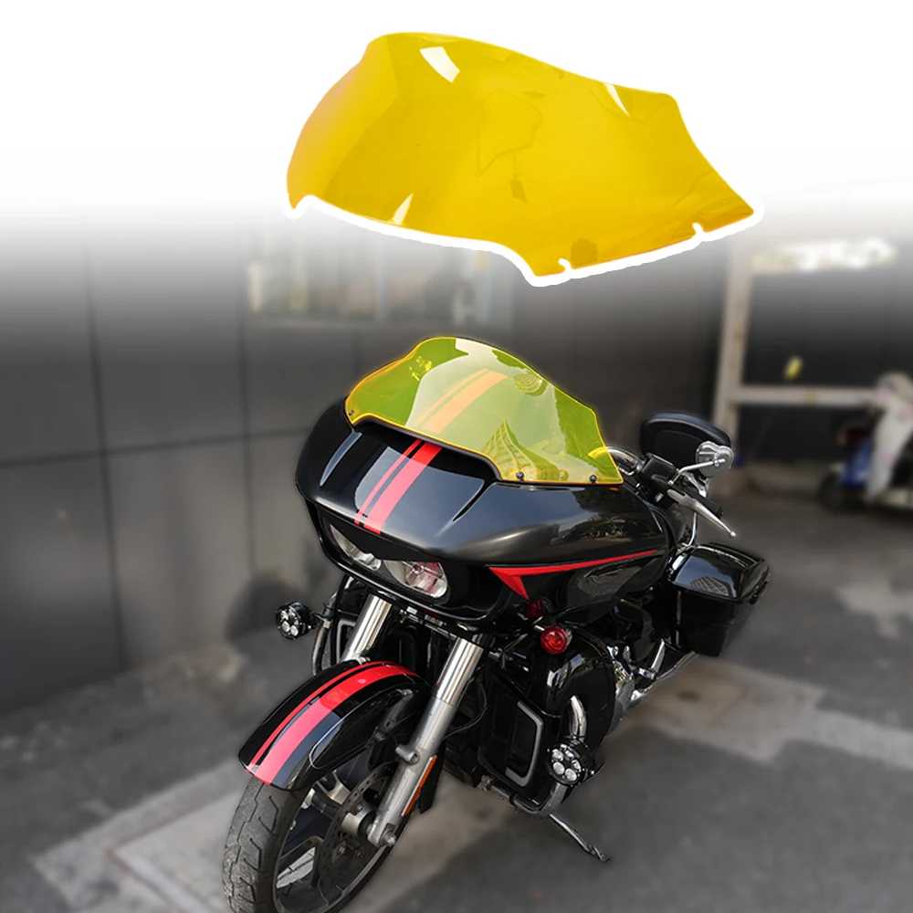 Motorcycle 7 inch Yellow Front Windshield Wind Windscreen Deflector Cover Plate For Harley Davidson Road Glide FLTRX 2015-2023