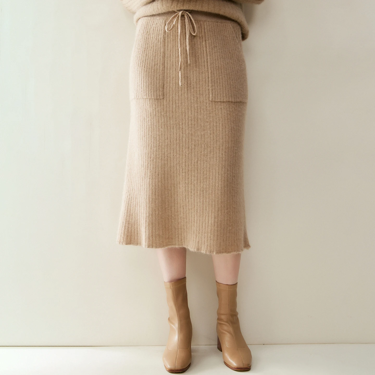Gonna lunga in cashmere 100% da donna nuova di alta qualità elegante autunno inverno lavorata a maglia morbida calda a vita alta gonna lunga dritta con tasche