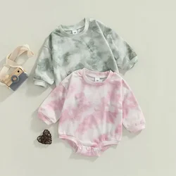 Newborn Baby Girl Boy Bodysuit Autumn Clothes Long Sleeve Tie-Dye Snap Closure Jumpsuit for Kids Baby Items Clothing