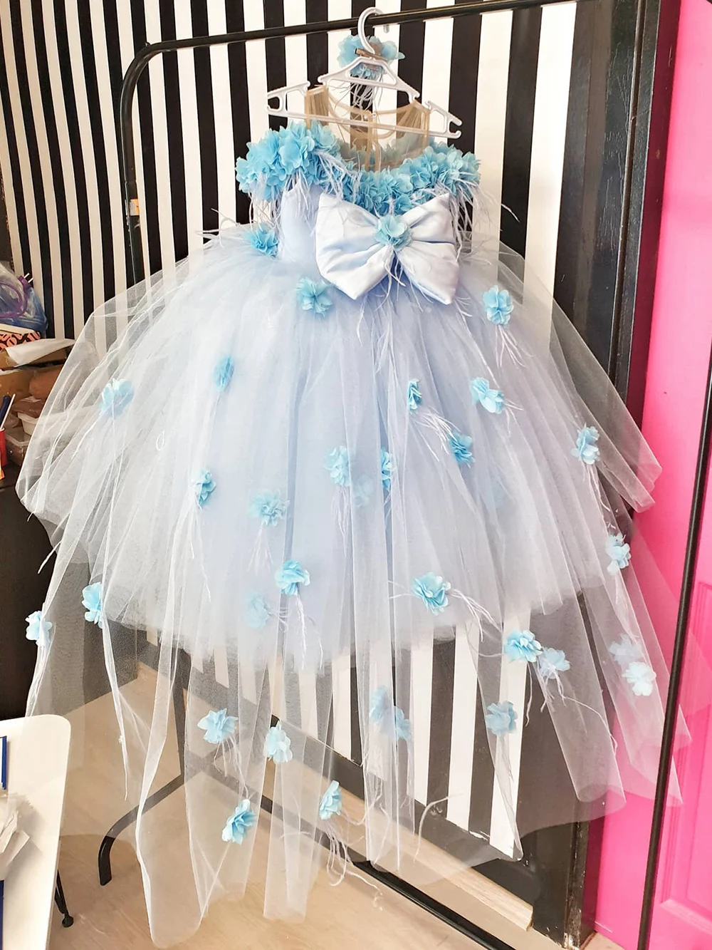 Vestido de flores hinchadas de tul para niña, manga corta, vestido de fiesta de boda, vestidos bonitos para niña, fiesta muy elegante