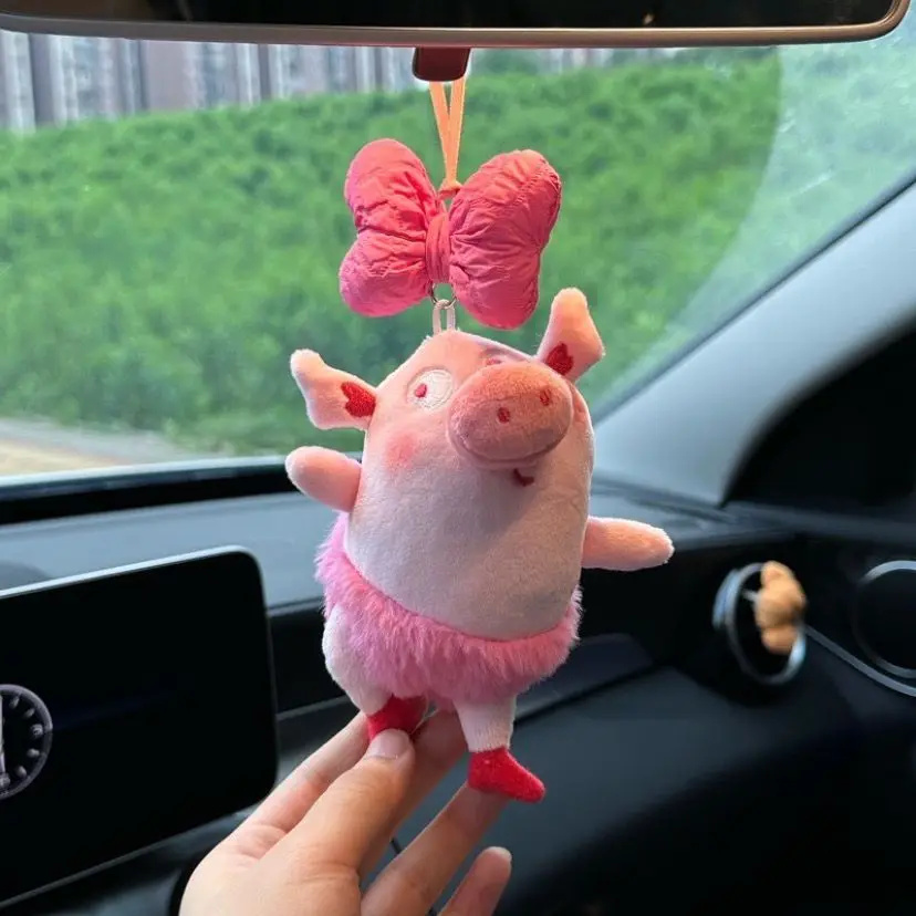 

Cute Ballet Pig Car Rearview Mirror Decorative Pendant Funny Plush Doll Decoration for Girls' New Car Gift